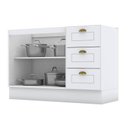 Ver imagem 5 de Balcão de Pia 120cm com Armário 1 Porta e Armário 3 Portas com Vidro Americana Branco Hp – Henn
