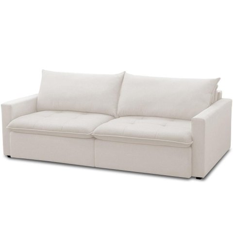 Sofá Cama Retrátil Reclinável 208cm Lari F04 Bouclê Cru