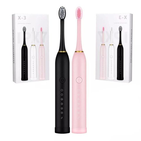 Kit 2 Escovas Dental Elétrica Recarregável X-2 Clean Vibratória 8 Refis