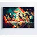 Ver imagem 1 de Quadro Jesus Cristo e a Última Ceia Decor&quadros Div017 90x60 Cm Tecido Canvas