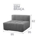Ver imagem 3 de Sofá Modular sem Braço para Sala de Estar Burgos Cinza