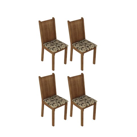 Kit 4 Cadeiras de Jantar 4290 Madesa Rustic/bege Marrom