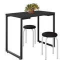 Ver imagem 1 de Mesa de Cozinha Bistrô Porto Preto 90cm com 2 Banquetas Industriais Maviê Preto/Branco - Mpozenato