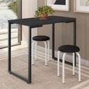 Ver imagem 2 de Mesa de Cozinha Bistrô Porto Preto 90cm com 2 Banquetas Industriais Maviê Preto/Branco - Mpozenato