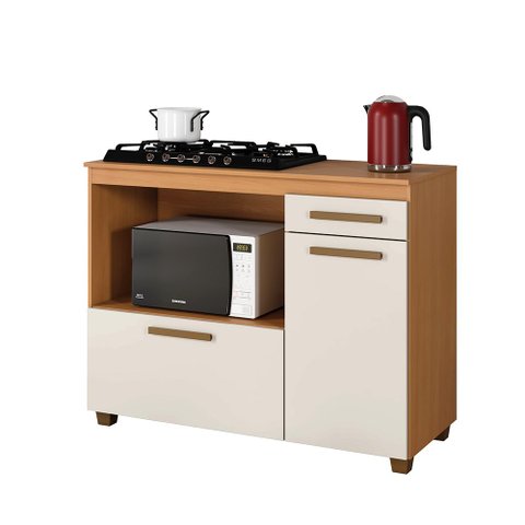 Balcão para Cooktop 5 Bocas Cronus Arte Móveis Cinamomo/Off White