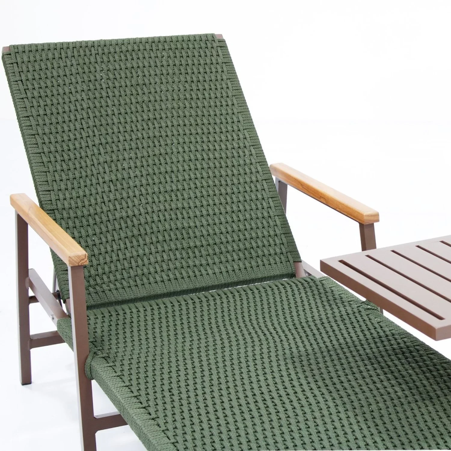 Espreguiçadeira Reclinável Modelo Perpétua em Corda Náutica - Marrom / Verde - 7