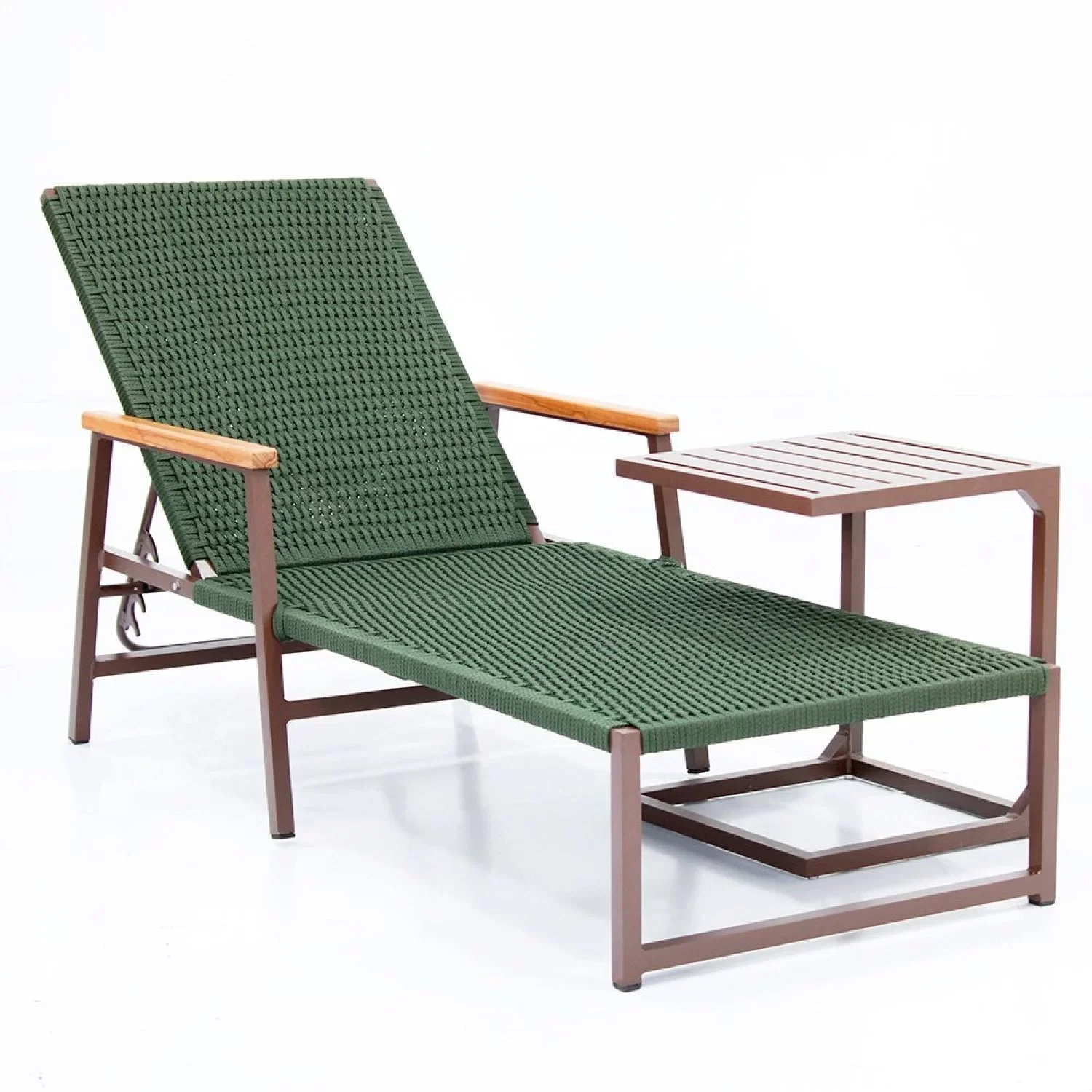 Espreguiçadeira Reclinável Modelo Perpétua em Corda Náutica - Marrom / Verde - 6