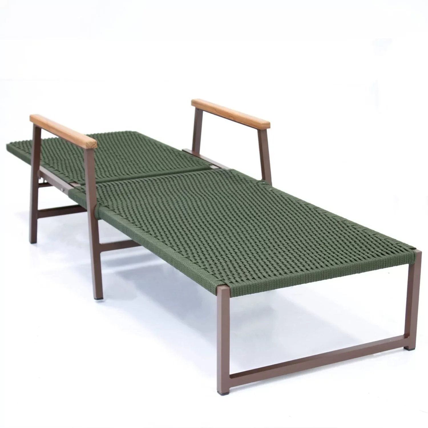 Espreguiçadeira Reclinável Modelo Perpétua em Corda Náutica - Marrom / Verde - 2