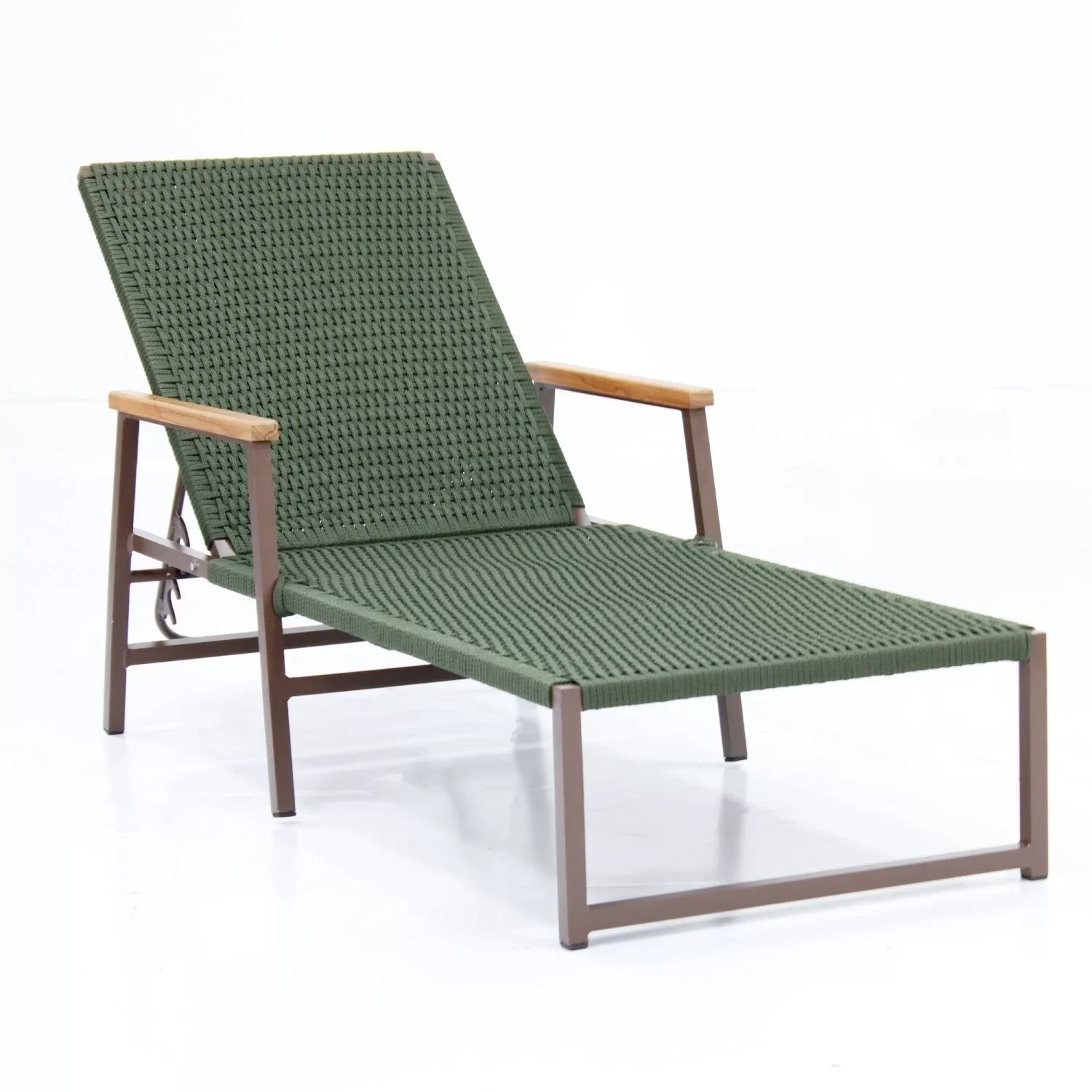 Espreguiçadeira Reclinável Modelo Perpétua em Corda Náutica - Marrom / Verde - 1
