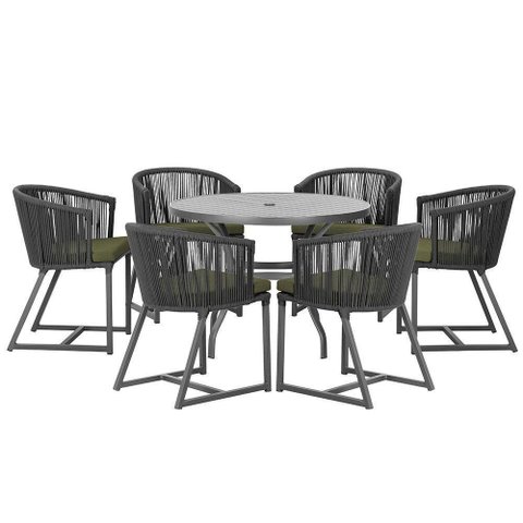 Mesa e 6 Cadeiras e Noronha Preto E13 Trama Original Preto