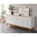 Ver imagem 2 de Aparador Buffet Ares Lux 4 Portas Premium Sala Hall Organizador Pés Madeira Maciça Cor Branco