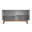 Ver imagem 6 de Aparador Buffet Ares Lux 4 Portas Premium Sala Hall Organizador Pés Madeira Maciça Cor Branco