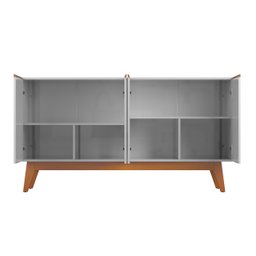 Aparador Buffet Ares Lux 4 Portas Premium Sala Hall Organizador Pés Madeira Maciça Cor Branco - 6