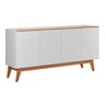 Aparador Buffet Ares Lux 4 Portas Premium Sala Hall Organizador Pés Madeira Maciça Cor Branco - 3
