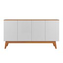 Ver imagem 4 de Aparador Buffet Ares Lux 4 Portas Premium Sala Hall Organizador Pés Madeira Maciça Cor Branco
