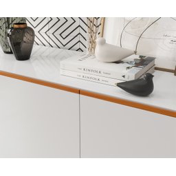 Aparador Buffet Ares Lux 4 Portas Premium Sala Hall Organizador Pés Madeira Maciça Cor Branco - 7