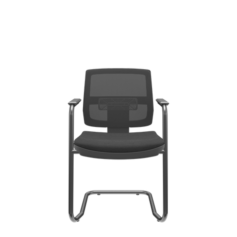 Cadeira Escritório Aproximação Interlocutor Fixa Brizza Plaxmetal Estrutura S Preta Assento Couro Ec