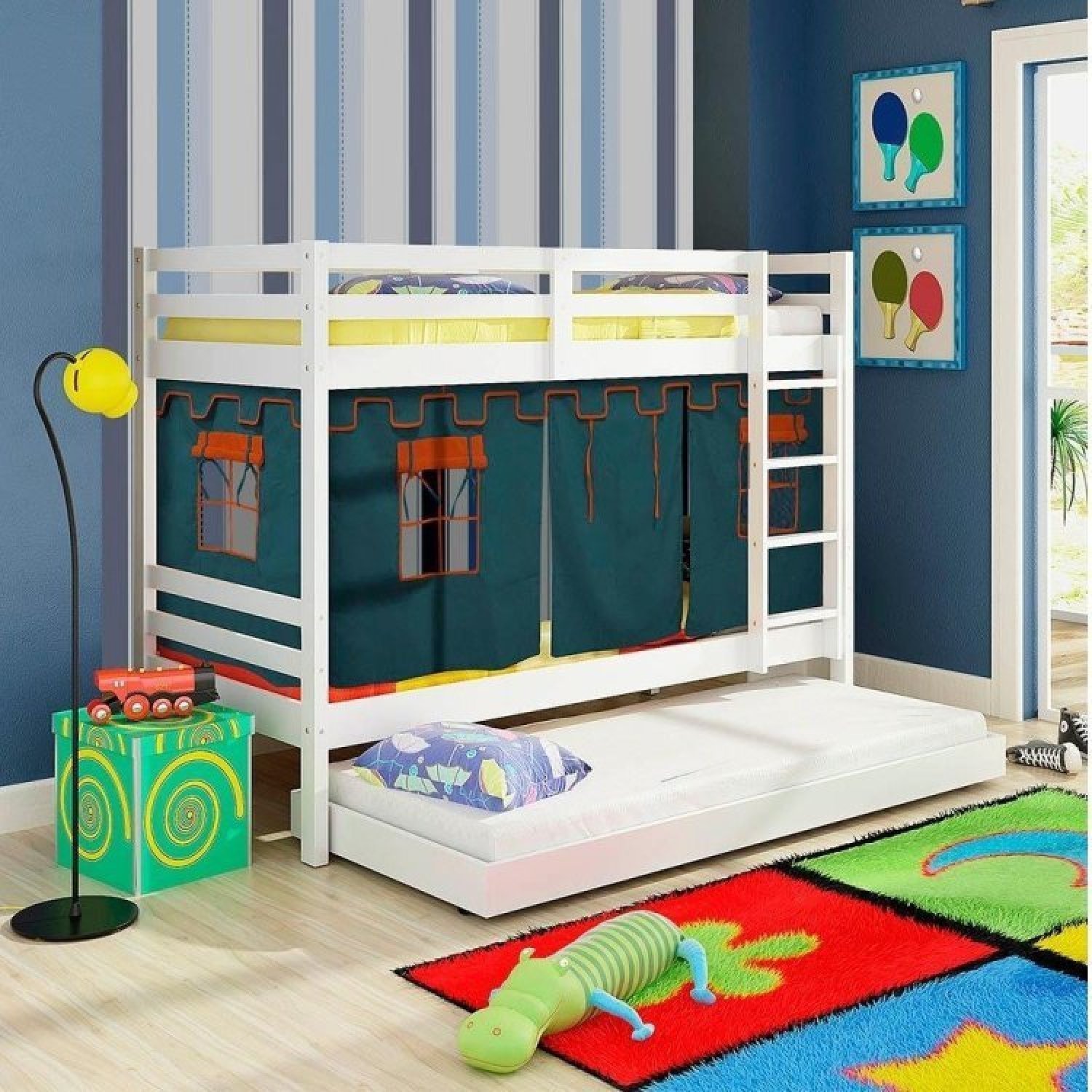 Beliche Infantil Teen Play com Cama Auxiliar e Tenda Madeira Maciça Casatema - 1