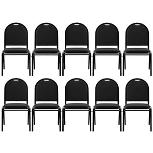 Kit 10 Cadeiras Hoteleiras Auditório Empilhável Sintético M23 Preto - Mpozenato