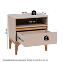 Ver mais imagens de Kit com 2 Mesas de Cabeceira 2 Gavetas 2 Nichos MDF com Pés de Madeira Maciça Bento Yescasa Bege