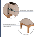 Ver imagem 6 de Kit com 2 Mesas de Cabeceira 2 Gavetas 2 Nichos MDF com Pés de Madeira Maciça Bento Yescasa Bege