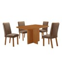 Ver imagem 3 de Conjunto Jantar Olimpia 4 Lugares MDF Cadeiras Lira Veludo Capuccino 120cm Moderna