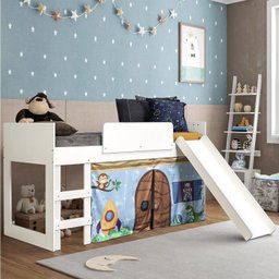 Cama Infantil com Escorregador e Tenda Fun Casatema MadeiraOriginals - 1 Cama Infantil com Escorregador e Tenda Fun Casatema MadeiraOriginals - 1
