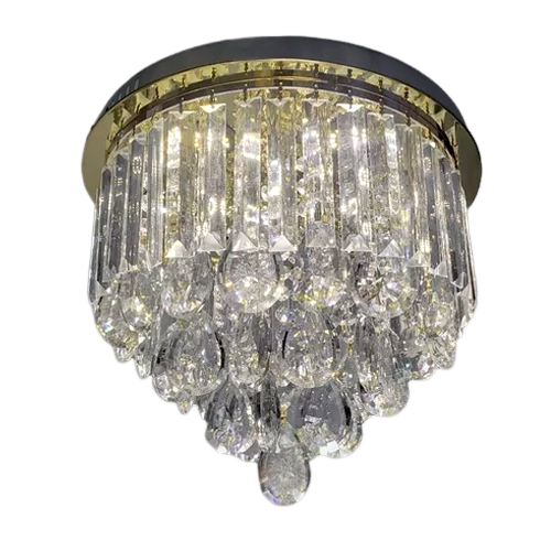 Lustre Plafon de Cristal Legítimo K9 C/ Lâmpadas - 3 Tons + Controle - 4