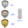 Lustre Plafon de Cristal Legítimo K9 C/ Lâmpadas - 3 Tons + Controle - 2