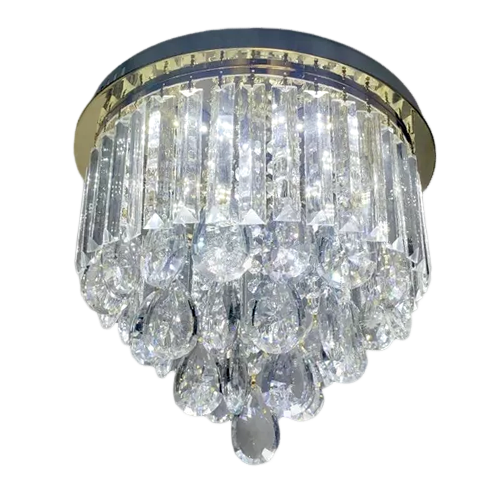 Lustre Plafon de Cristal Legítimo K9 C/ Lâmpadas - 3 Tons + Controle - 3