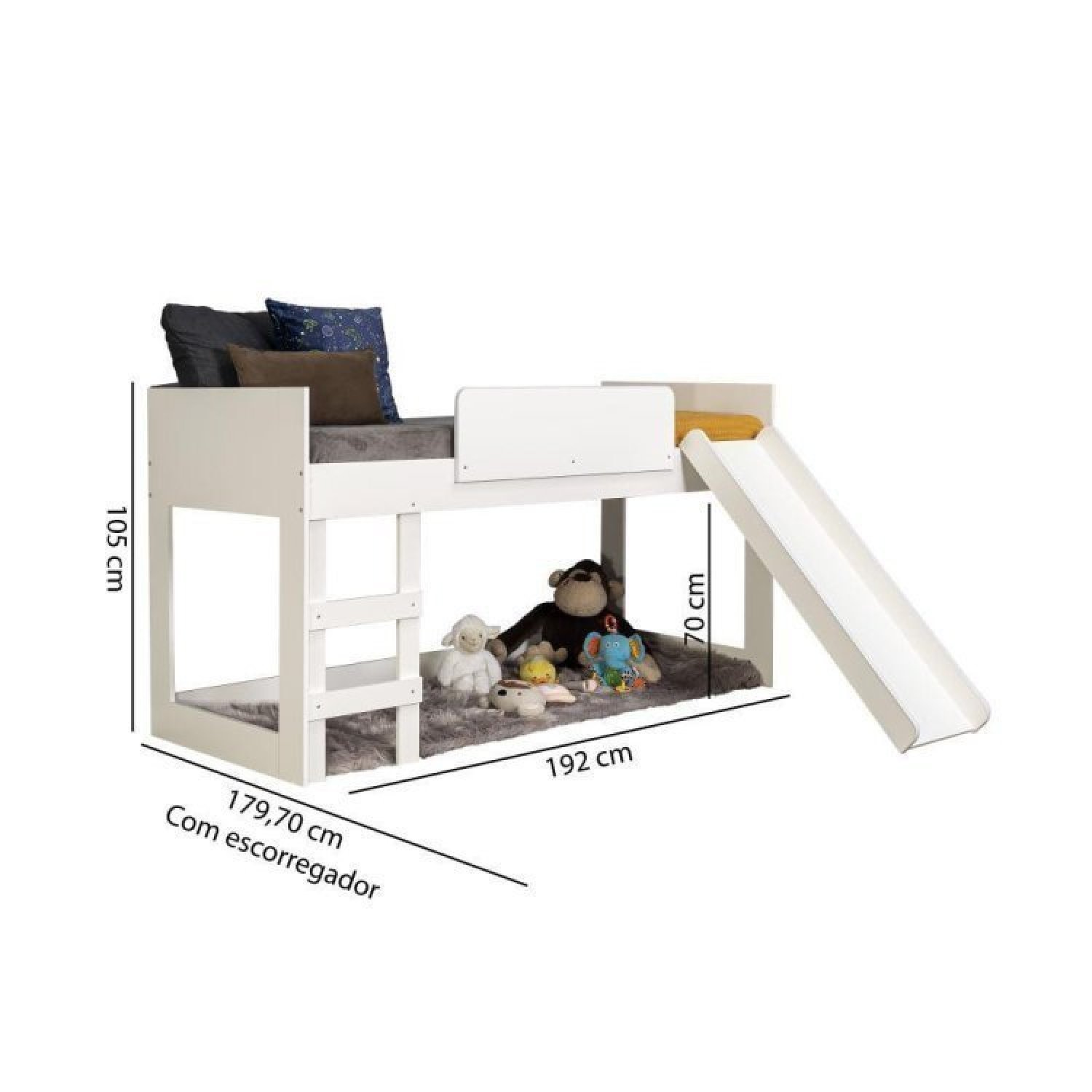 Cama Infantil com Escorregador e Tenda Bombeiros Casatema - 13