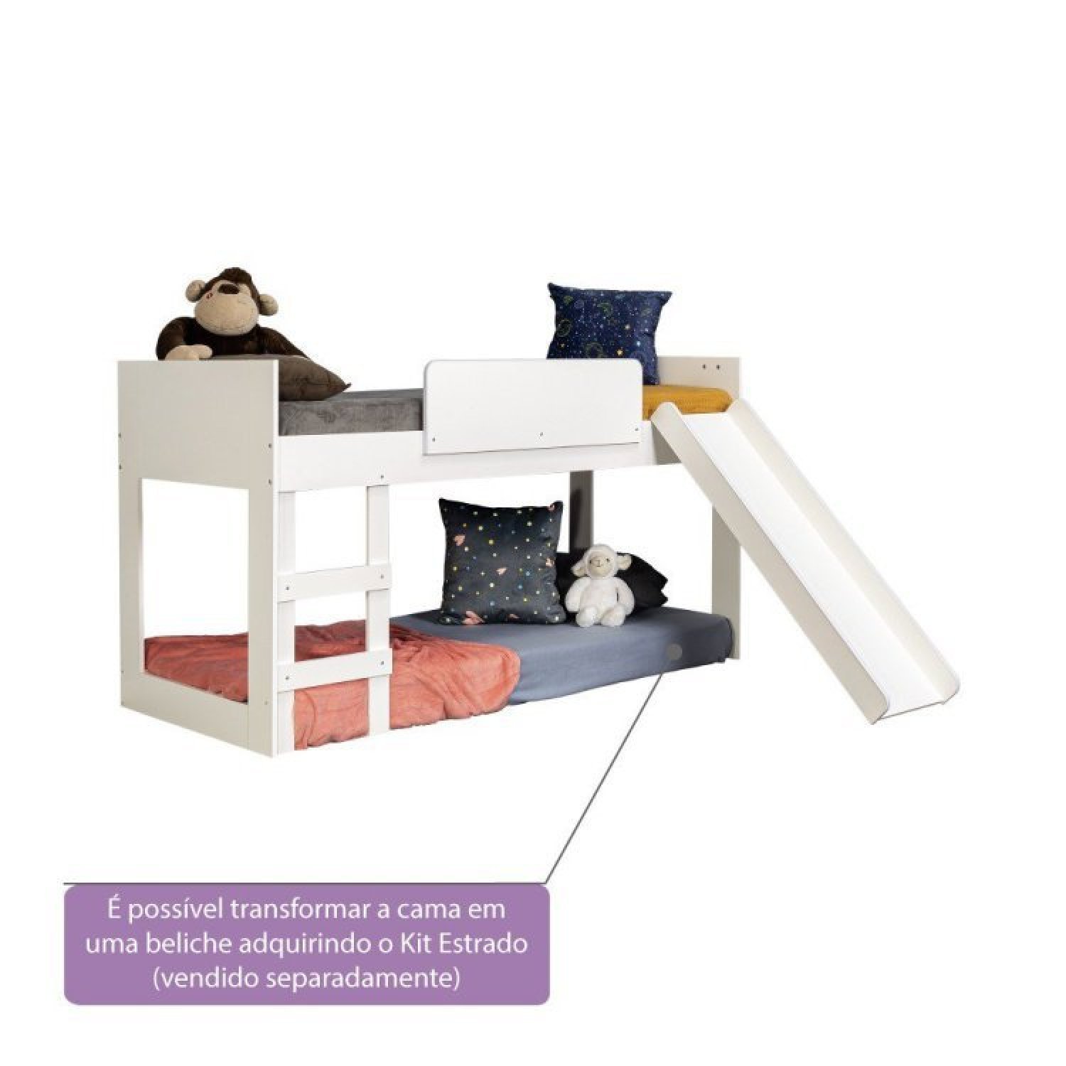 Cama Infantil com Escorregador e Tenda Bombeiros Casatema - 12