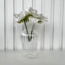 Ver imagem 3 de Vaso de Vidro Pequeno Decorativo Plissado com Flor Branca