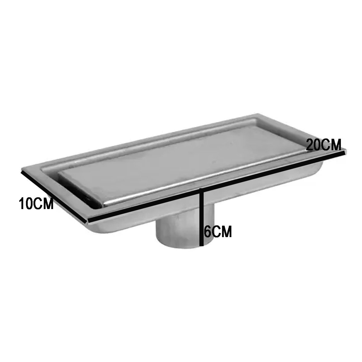 Ralo Linear Oculto 20cm Aço Inox Invisivel Banheiro Lavabo Anti Odor Anti Inseto Resistente Seguro H - 6