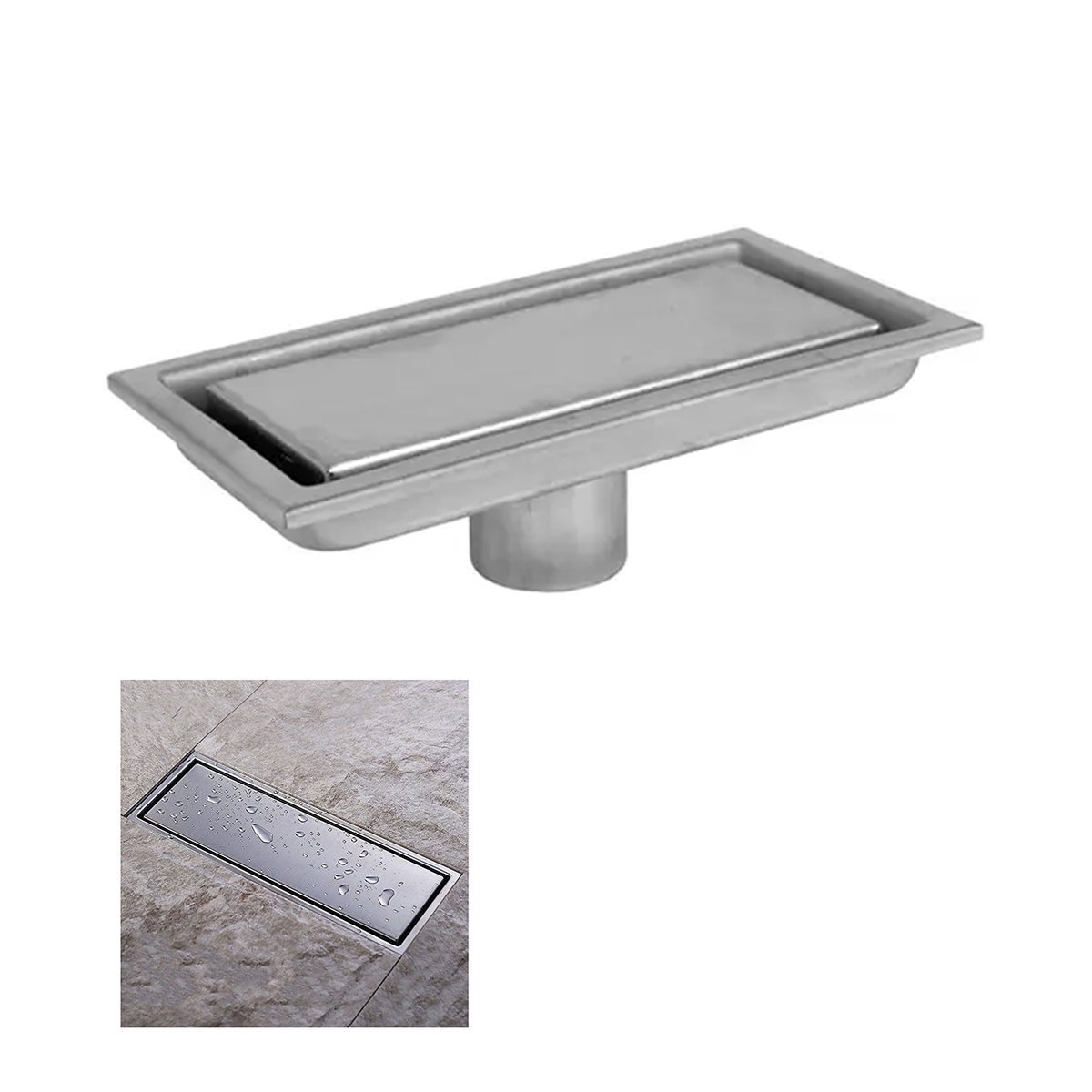 Ralo Linear Oculto 20cm Aço Inox Invisivel Banheiro Lavabo Anti Odor Anti Inseto Resistente Seguro H - 1