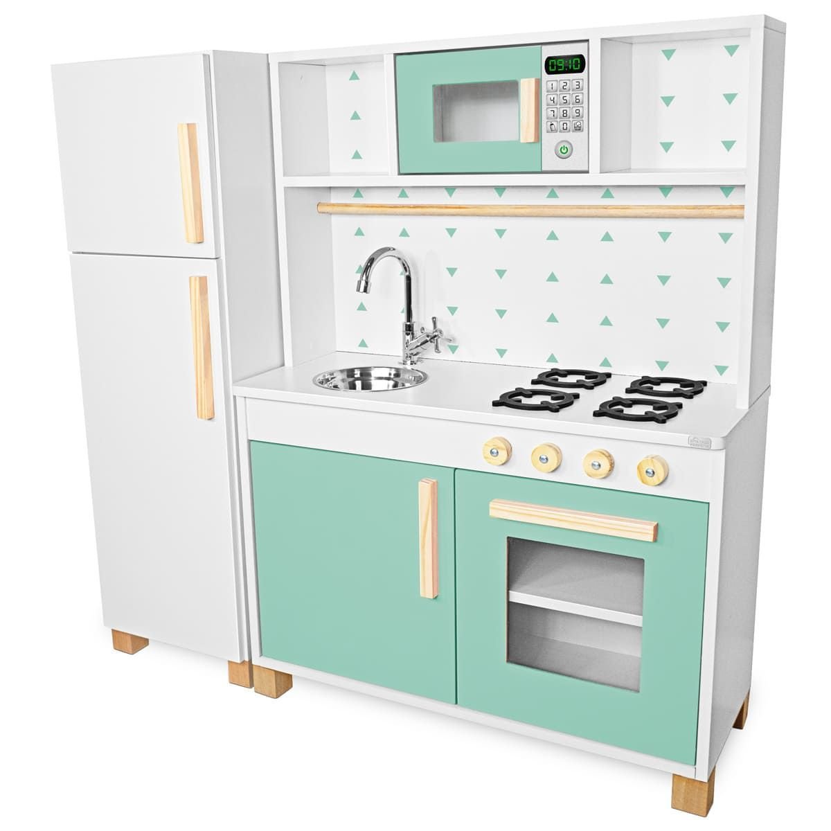 Cozinha de Brincar de Madeira com Geladeira Infantil - Verde Claro ...