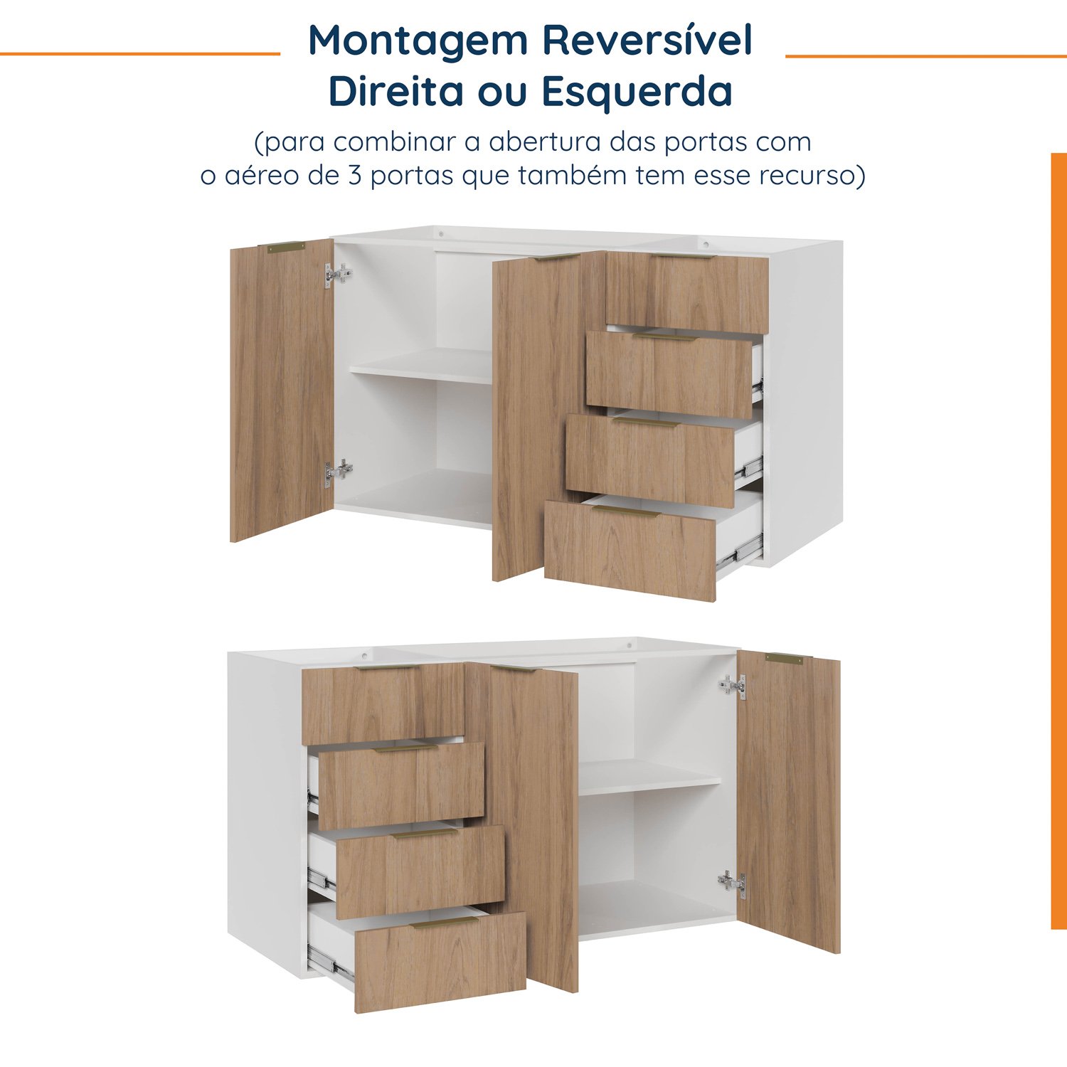 Cozinha Modulada 4 Peças sem Tampo Suspensa com 2 Aéreos e 2 Balcões Ipanema CabeCasa MadeiraMadeira - 16