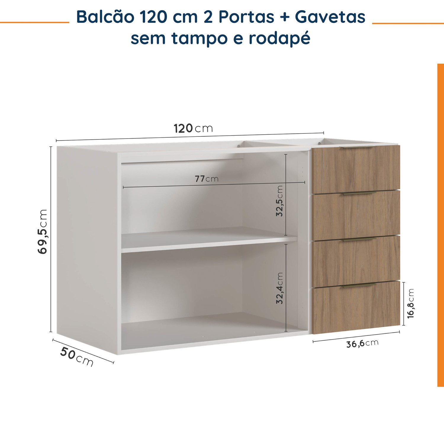 Cozinha Modulada 4 Peças sem Tampo Suspensa com 2 Aéreos e 2 Balcões Ipanema CabeCasa MadeiraMadeira - 15