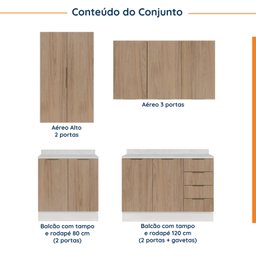 Cozinha Modulada 4 Peças com Tampo 2 Aéreos e 2 Balcões Ipanema CabeCasa MadeiraMadeira - 7