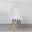 Ver imagem 5 de Cadeira Eiffel Charles Eames Branca com Base de Madeira, Elegância e Conforto