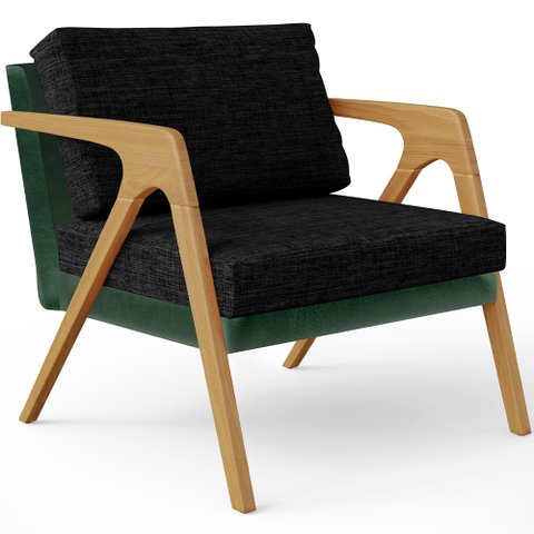 Poltrona Decorativa Para Sala Estar Pietra L02 Facto Verde Musgo Linho Chumbo - Lyam Decor