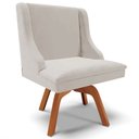 Ver imagem 1 de Cadeira Decorativa Sala de Jantar Base Giratória de Madeira Firenze Veludo Cinza/Natural G19 - Gran 