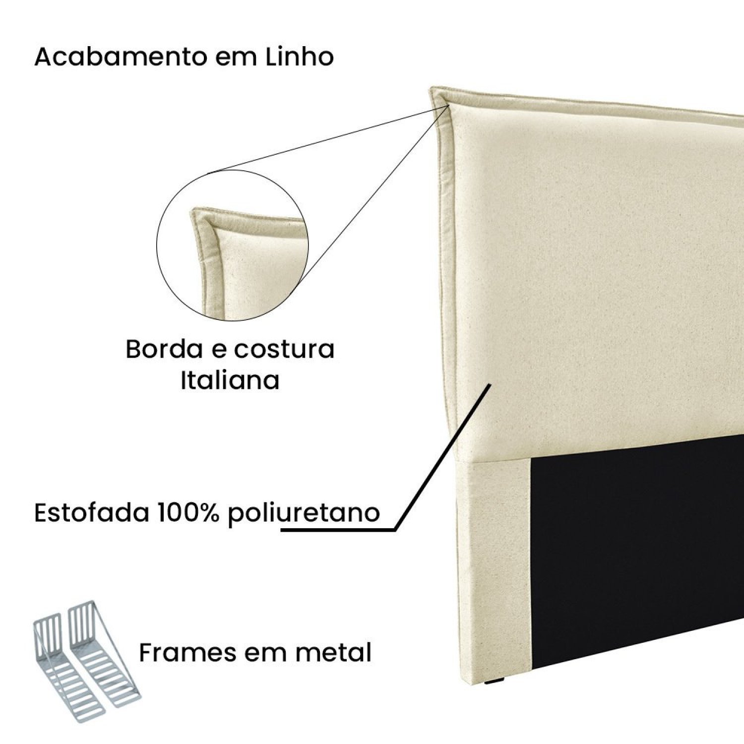 Cabeceira Casal 140cm Linho Veneza - 4