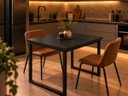 Ver imagem 2 de Mesa de Jantar Reforçada Industrial 80x90cm Tampo Preto Pés Preto