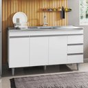 Ver imagem 2 de Balcão de Cozinha com Pia Inox 160cm 3 Gavetas Andréia Branco - Ajl Móveis
