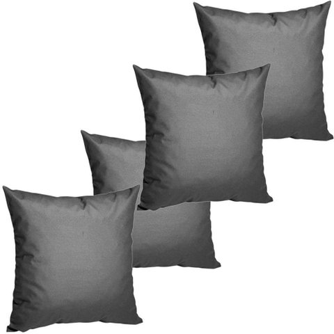 4 Almofadas Cheias para Sofá Decorativas Impermeáveis Grande Grafite