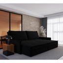 Ver imagem 1 de Sofá-Cama Túnísia 4 Lugares Retrátil e Reclinável 214cm Preto Suede