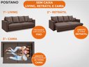 Ver imagem 2 de Sofá Positano 2,60M sem Caixa, Retrátil e Reclinável Velosuede - Chocolate