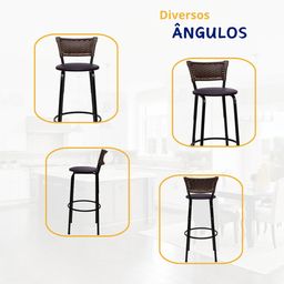 Kit 6 Banquetas para Cozinha Banco Alto Junco Argila Balcão Ilha Bancada Bares Piscina Área Gourmet - 4
