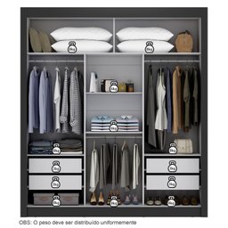 Guarda Roupa 3 Portas 4 Gavetas Com Espelho Serenity Yescasa - 5